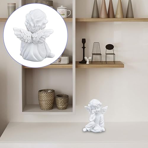 Miniatura 4 de Joyzan Estatua de querubín de resina, estilo encantador, figuras blancas de bebé, ángel, jardín, decoración conmemorativa, interior y exterior,