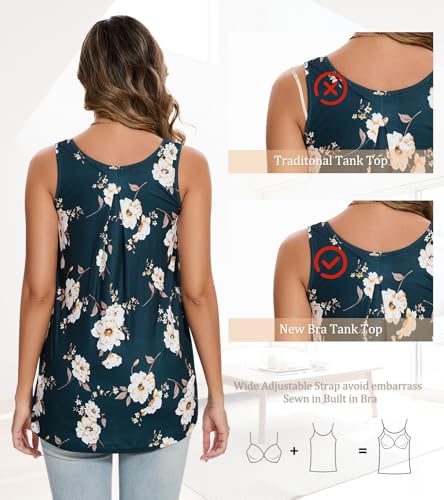 Image of Camisoles for Women with Built in Bra Adjustable Strap Tank Tops Cami Sleeveless Summer Tops for Workout Sleeping Traveling