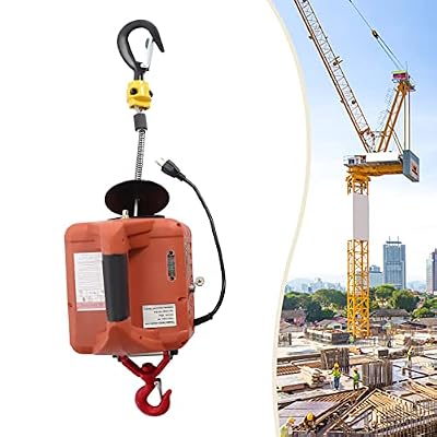 660lbs 3-in-1 Electric Hoist Winch, 1500W 110V Power Winch Crane, Portable Electric Winch, w/Wire and Wireless Remote Control, Overload Protection for Lifting Towing Lifting Small Engines,Orange