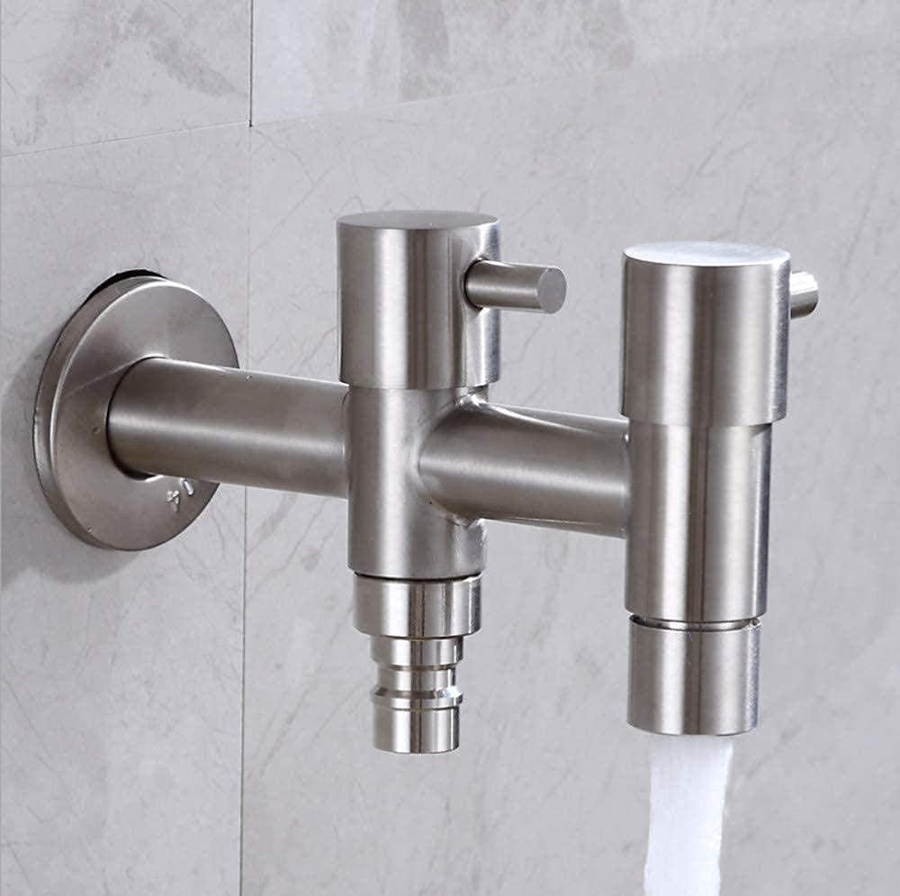 Rubinetto per acqua fredda a parete in acciaio inossidabile 304 spazzolato Piscine da giardino Due funzioni Rubinetto per lavatrice Rubinetto per lavabo Rubinetto per lavabo decorate