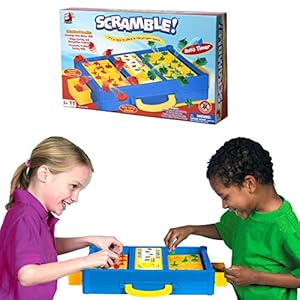 MUKIKIM Scramble – Shape Matching Family Board Game! Sorting Shapes Fast Before The Time is Up & Pieces Pop Out! Play Solo/with Friends. 12-Shape Junior Version Plates Included!