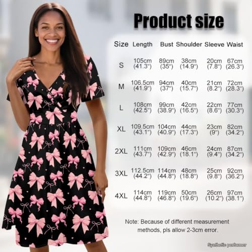 Image of Women's Summer Dresses Short Sleeve Formal Dresses with Pockets