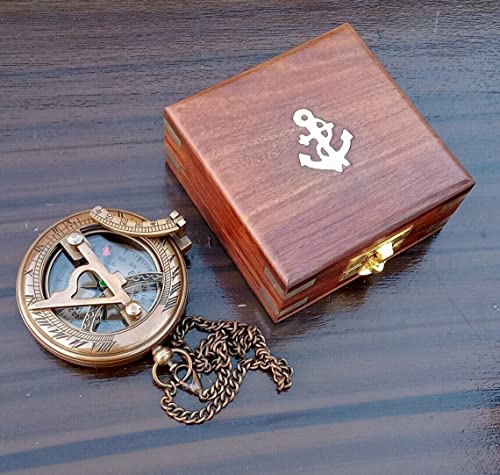 Brújula de Bolsillo Náutica Vintage de Latón Antigua con Caja de Regalo Orca INTERNATIONAL CO miniatura 2