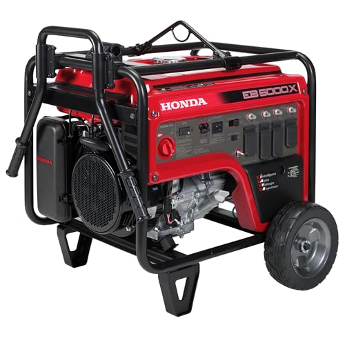 Honda EB5000 5000 Watt Generator, Quiet 120/240V Gas Powered OSHA-Compliant Portable Generator for Construction Site or Backup Power Supply, Up to 10.5 Hour Run Time (EB5000XK3AN)