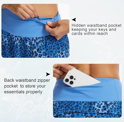 Image of THE GYM PEOPLE Womens High Waisted Running Shorts Quick Dry Athletic Workout Shorts with Mesh Liner Zipper Pockets