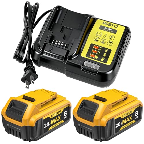 Luxionbatt 2-Pack 8000mAh 20V Max Lithium-Ion Battery & Charger Combo, High Capacity Replacement for DEWALT...