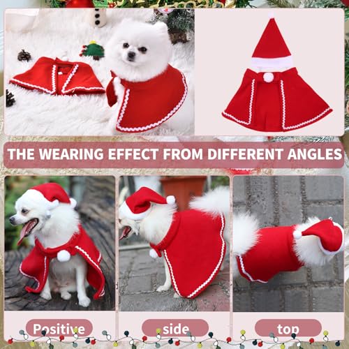 2 Pièces Costume Chat Chien Noël, Réglable Cape de Noel Bonnet de Noël, Déguisement Vêtements Tenue Noel Chien Chat, pour Petits Chiens Chats Chaton Cosplay Fête – Image 5
