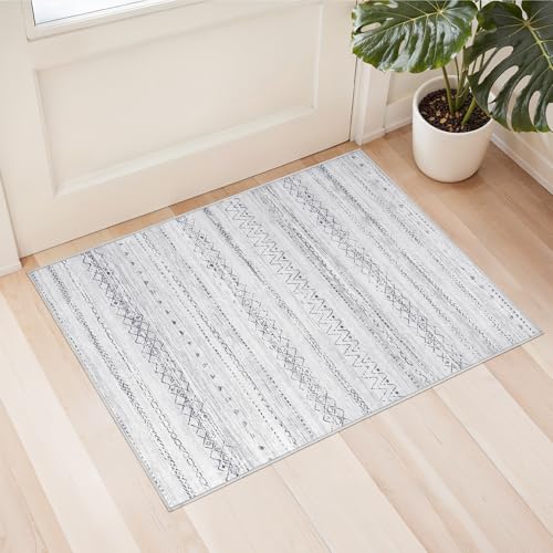 cotiled Area Rugs for Living Room Washable Living Room Rug Soft Neutral Indoor Floor Carpet Non-Slip Stain Resistant Modern Boho Rugs for Bedroom Dining Room Kids Room Nursery Office Home Grey