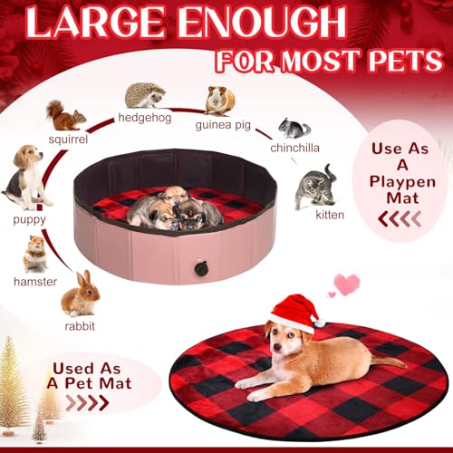 Image of 2 Pack Washable Dog Pee Pads Christmas Buffalo Plaid Waterproof Puppy Pads Reusable Pet Training Pad Absorbent 36 inch Round Whelping Floor Bed Mat Fleece Pad for Potty(Black Red)