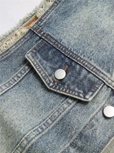 Chaleco vaquero hombre sin mangas casual con flecos cazadora tejana 4