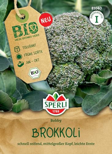 Sperli BIO Brokkolisamen Bobby - Schnell Reifende Einfache Ernte Tolerant gegen Mehltau Brokkolisprossen- Saatgut für 70 Pflanzen - Ideal für Gemüsegarten