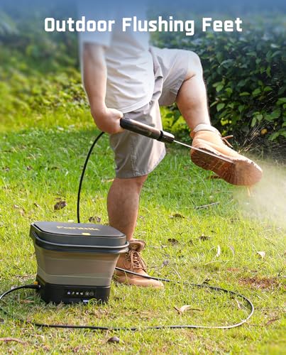 Fanttik NB8 Fold Cordless Electric Pressure Washer w/3.2Gal Tank, 5-in-1 Nozzle, Max 220PSI, 10FT Hose, 4000mAh Lithium Battery, Type-C Charging, Portable Sprayer Washer for Camping, Pet Cleaning
