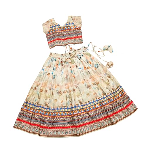 Image of E-Sqare Kids Girls Multicolour Bandhani Print Lehenga Choli Set | Ethnic Wear Dress | Readymade Clothing Set | 2 to 8 Years