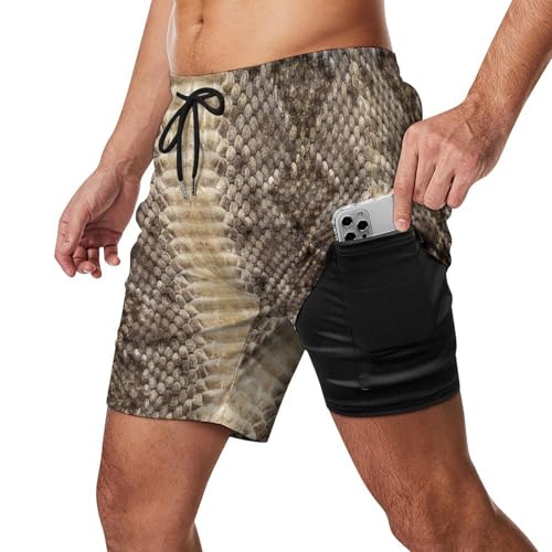 Snake Pattern Shorts Male Compression Liner Short Pants