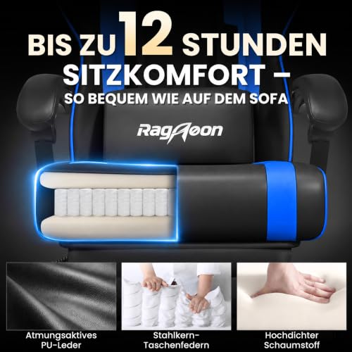 Riftracer Gaming Stuhl Chair Gamer Sessel - Ergonomischer Gamer Stuhl mit Fußstütze Kopfstütze und Lordosenstütz Höhenverstellbar… – Ansicht 4