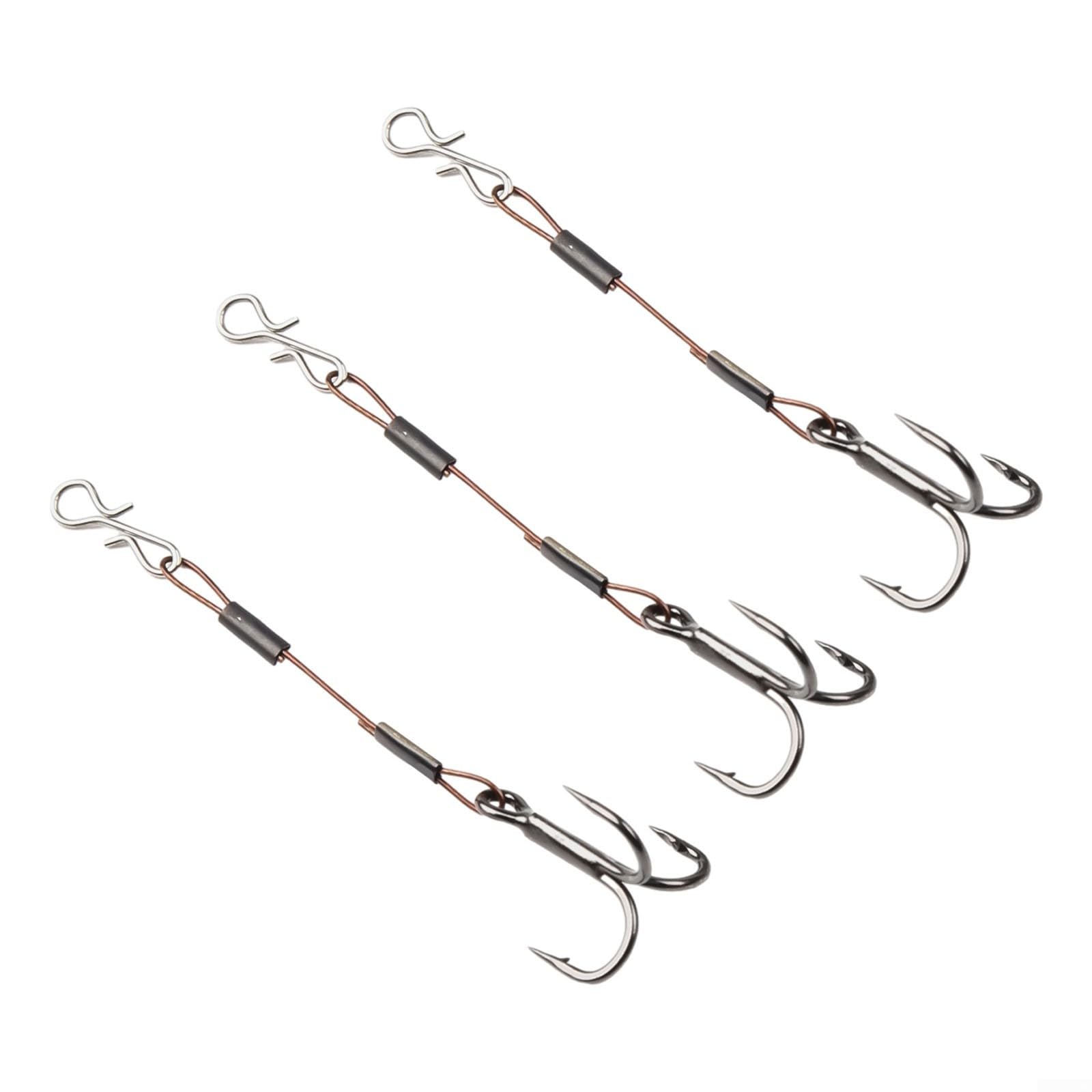 3 anzuelos agudos de acero inoxidable para aplicaciones de pesca de señuelos de depredador, incluyendo lucioperca, lubina y otros tipos de peces de caza