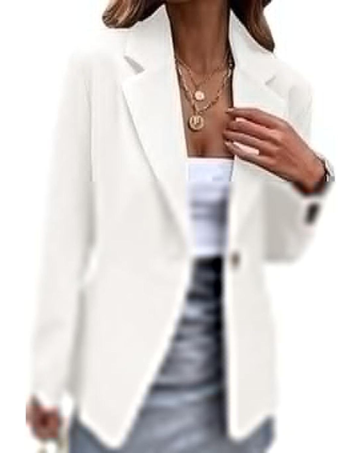 Women Solid Loose Cotton Linen Blazer Lapel V Neck Open Front Work Blazer Plus Size