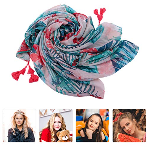 Amosfun Mulheres Floral Longo Lenço Xailes Wraps Mulheres Boho Scarf Estilo Havaí para Ao Ar Livre