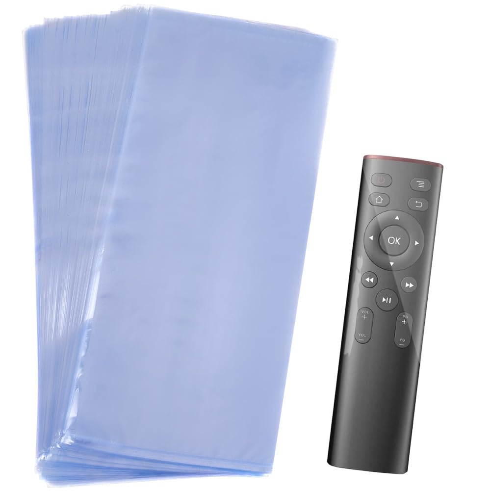 GORGECRAFT 100Pcs Remote Control Shrink Wrap Bags Clear Heat Seal Cover Protector 10 x 4 Inch Plastic Waterproof Dustproof Rectangle Film Shrink Wrap Bag for Packaging Remote Control DIY Crafts