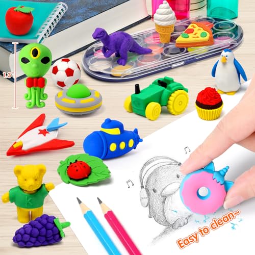 image for arscniek 70 Pack Animal Erasers for Kids Bulk Desk Pets Classroom Priz