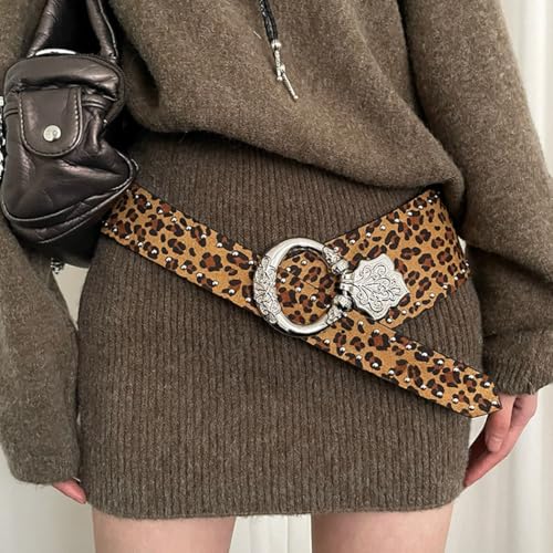 Women's Wide Waist Belt Punk Belts for Women Rivet-Studded Thick Belt4