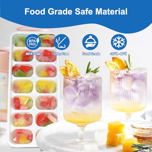 Weftnom ICT-1000-LPH Ice Cube Trays For Freezer With Lids, 3 Pack Silicone Easy-Release Ice Trays, Stackable Ice Cube Molds thumb #2