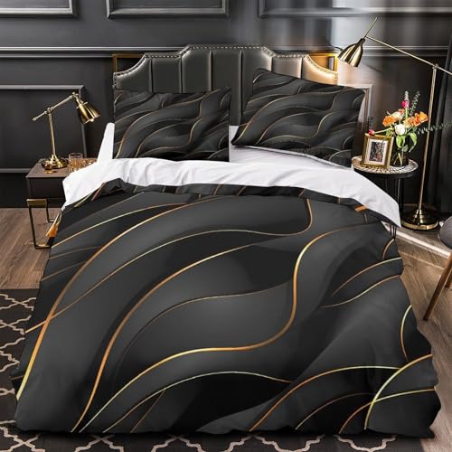 Housse de couette ondes abstraites 140x200 parure lit simple - 2