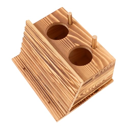 WEKAMOS 実木製二重穴バードネスト 鳥の繁殖用巣箱 バードハウス 小型イン