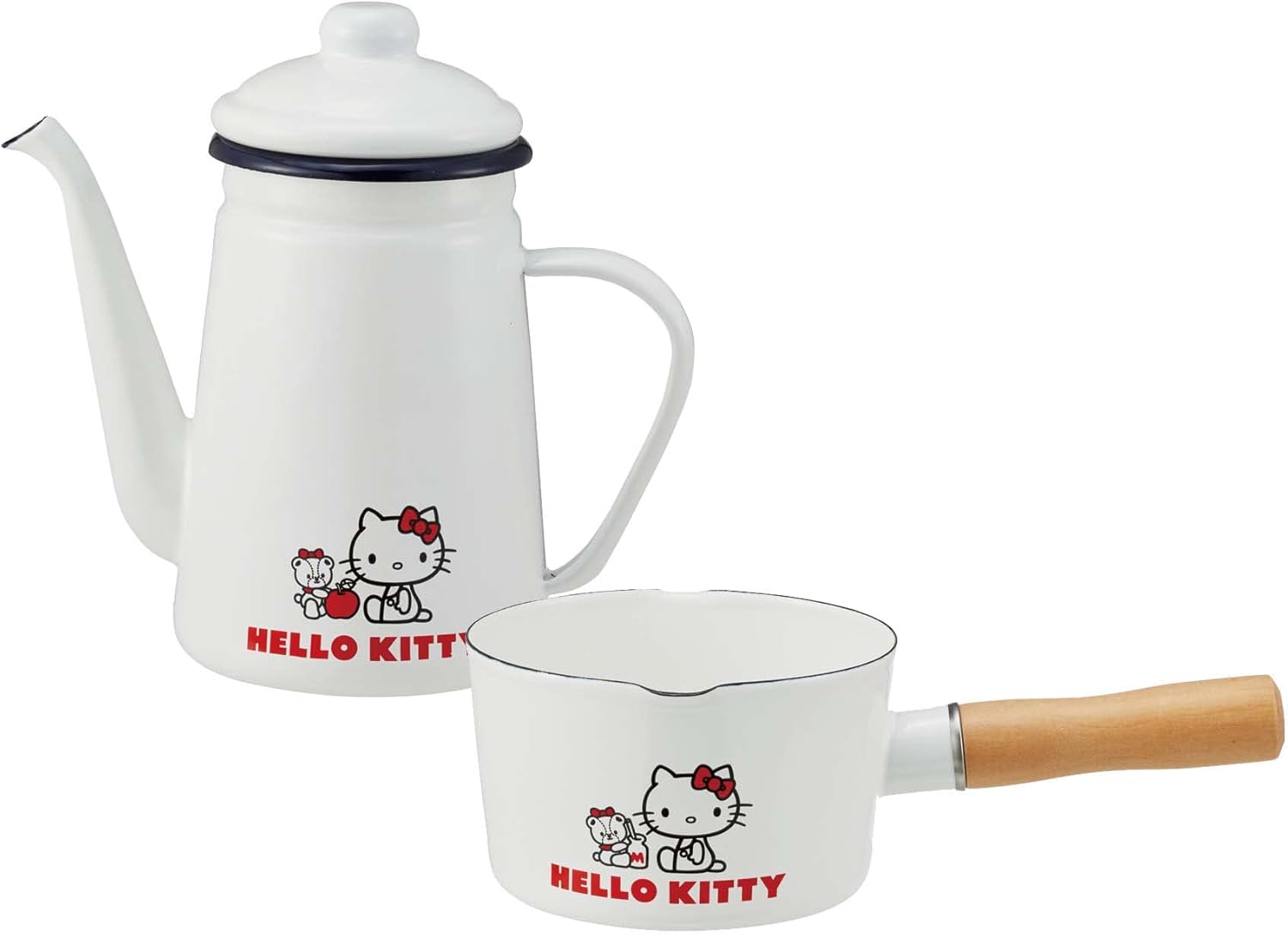 Skater ENMP2-A Double Mouth Milk Pan, 5.1 inches (13 cm), 2.2 fl oz (0.8 L), Hello Kitty & Tiny Chum Sanrio