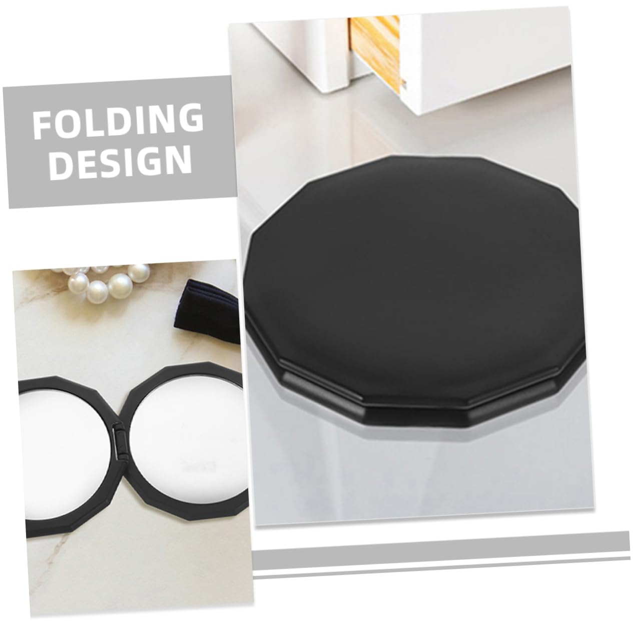 Healvian 2 Espejos de Maquillaje Aumento Espejo de Tamaño de Viaje Plegable Diseño de Tapa Reversible Adecuado para Viajes Uso Diario