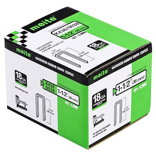 meite 18 Gauge 1/4-Inch Narrow Crown Staples, 1-1/2-Inch Length Galvanized Staples for Heavy Duty and...