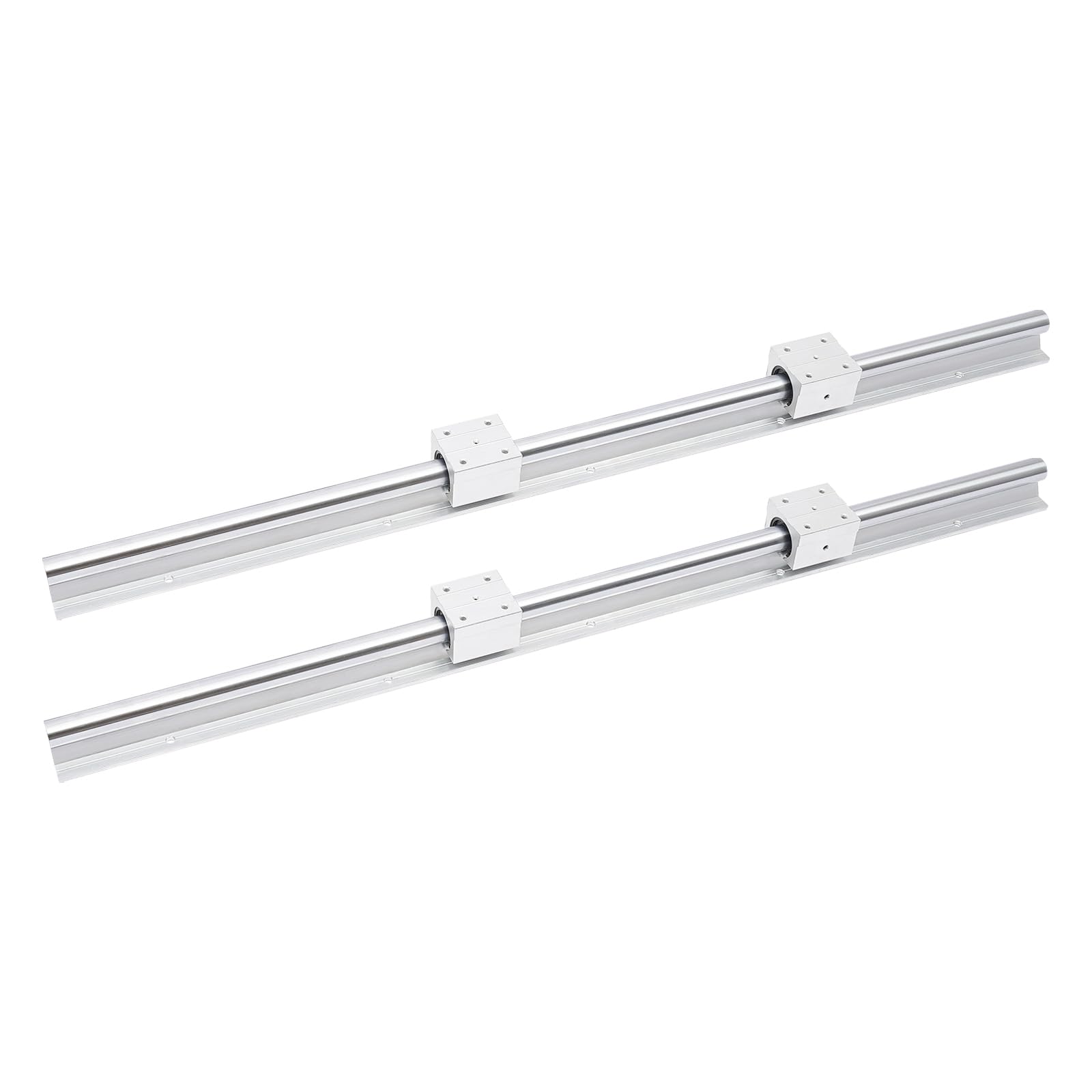 Binario lineare SBR25, 1000 mm, 2 pezzi, colore argento, guida lineare con 4 blocchi di cuscinetti SBR25UU, guida per cuscinetti lineari antiruggine con fori preforati, per stampanti 3D fai da te e