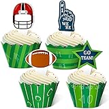 48pcs Football Cupcake Topper Wrapper Party Supplies Decoration Sports Game Day SUPER BOWL Sunday
