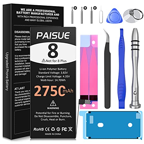 Battery for iPhone 8, Upgraded 2750mAh High Capacity, New 0 Cycle Battery Replacement Kit for iPhone 8 A1863 A1905 A1906 with Professional Repair Tools