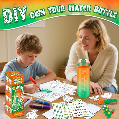 Image of EDSPORTSHOUSE Decorate Your Own Water Bottle Kits for Boys Age 5-12,Dinosaur Painting Crafts,Fun Arts and Crafts Toys for Boys Birthday Christmas(Dinosaur)