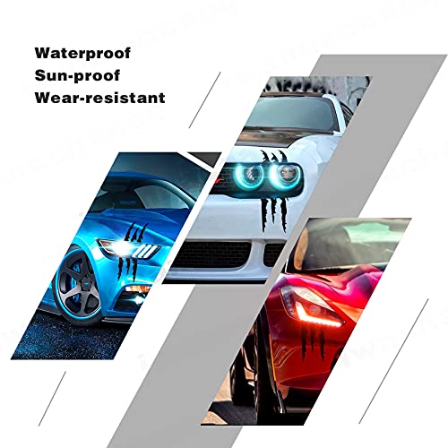 Iwannachange 2Pcs Monster Claw Marks Headlight Car Sticker Stripes Scratch Decal Vinyl For Sports Cars Suv Pickup Truck Window Motorcycles Ect(Black) #TOP3