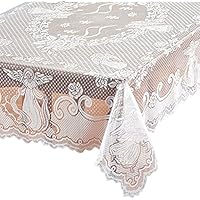 JAWSEU Mantel de Encaje Blanco, Mantel de Encaje de Ganchillo, Mantel Redondo Rectangular, para Banquetes o Banquetes de Boda, 152cmx228cm Rectángulo