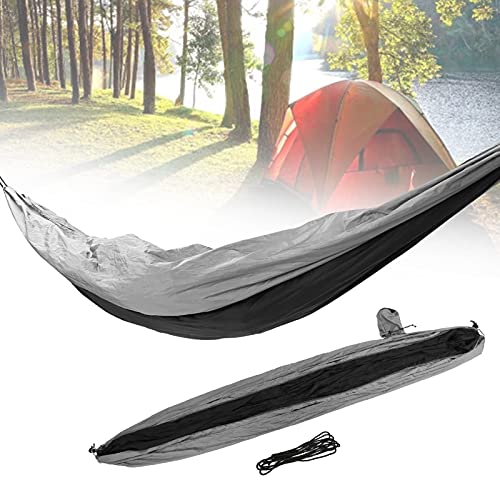 BORDSTRACT Portable Camping Hammock, Black Outdoors Swing Chair Tear Resistant Fabric Bed with Tree Strap, High Strength Storage Hammock for Relaxation(260x140cm)