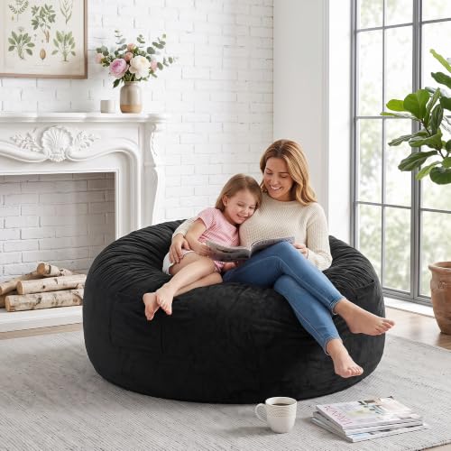 Image of 5 Ft. Bean Bag Chair for Adults, Teens, Kids with Memory Foam Filling
