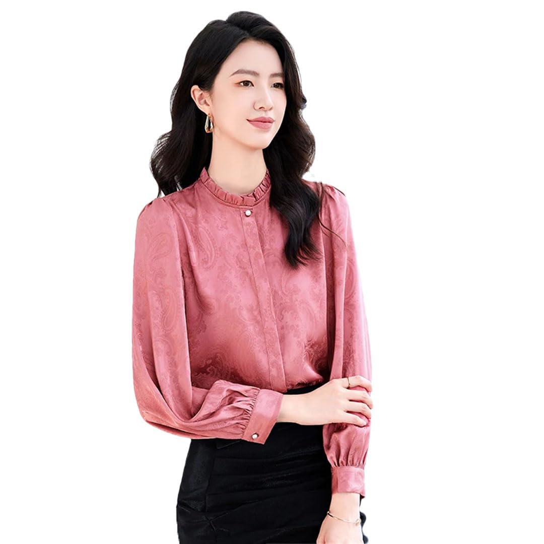 Blusa de gasa de manga larga con estampado floral para mujer, blusa holgada de gasa