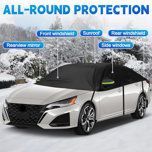 Image of Half Car Cover Compatible with Nissan Altima 2013-2026, All Weather Protection with Side Mirror Cover, Waterproof Top Roof Protector for Rain Hail Sunshine Protection