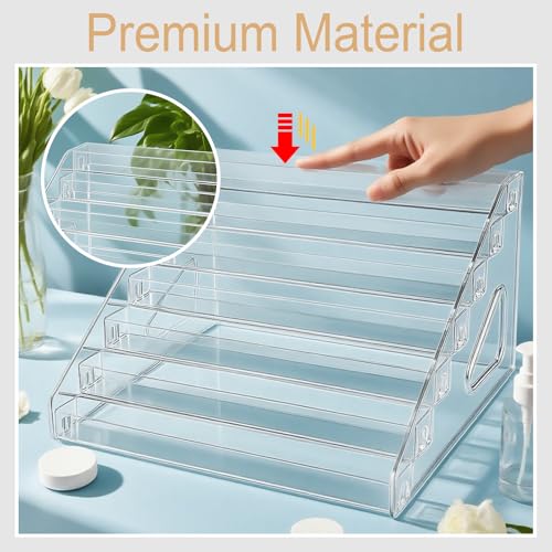 Image of 2 Pack 7 Tier Sunglass Organizer Stand, Clear Acrylic Sunglasses Organizer - Versatile Storage Tray for Eyeglasses, Sunglasses, Cosmetics, Cards & Nail Polish