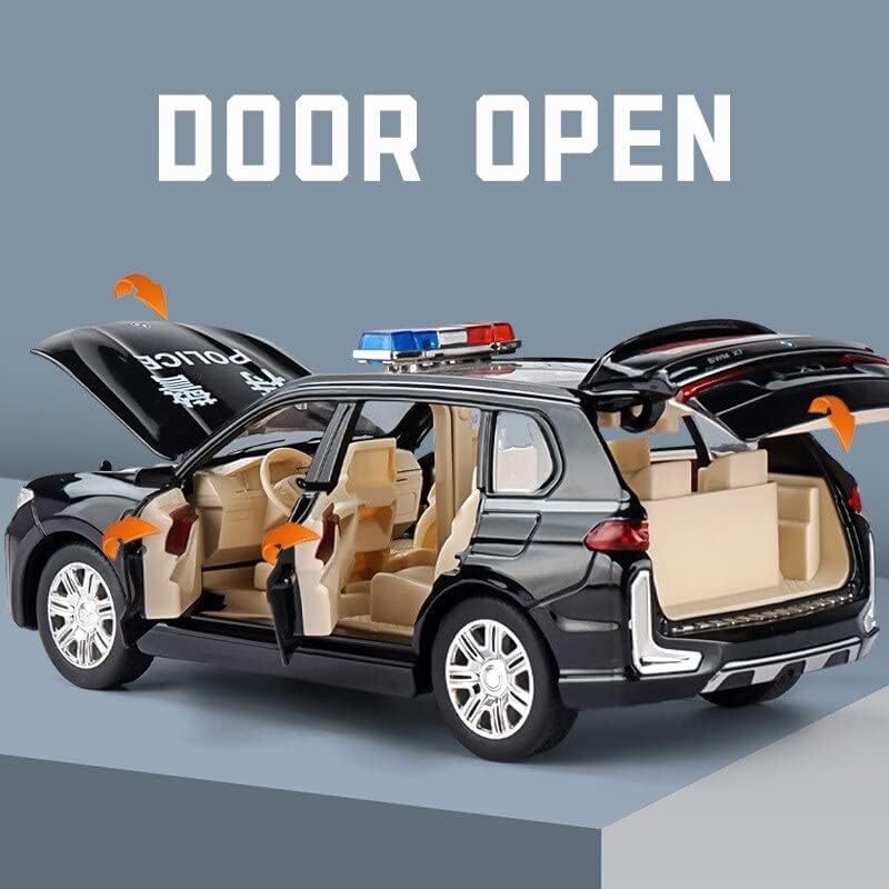 Image of 1:32 B-M-W X7 Police Model Diecast Metal Pullback Toy car with Openable Doors & Light, Music Boys car for Kids Best Toys Gifts. (Black)