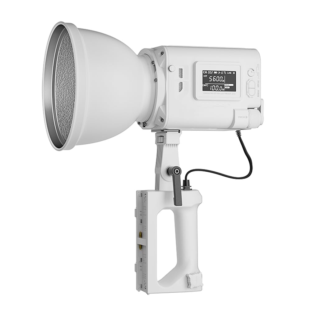 200W COB LED-Videoleuchte-Set mit Standard-Diffusor und Handhalterung | 5600K Farbtemperatur, 12 Lichtszeneneffekte, 2,4 G Wireless-System, unterstützt BT-Verbindung für Studiofotografie