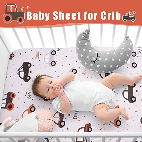 Image of Cloele Fitted Crib Sheet,Car Baby Nursery Sheet,52x28in