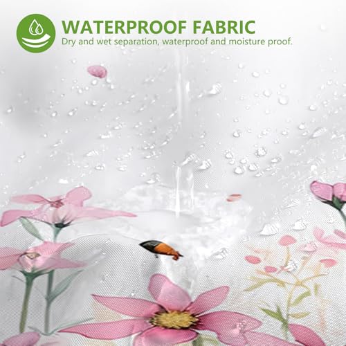 Rideau de douche imperméable avec doublure à clipser et maille transparente