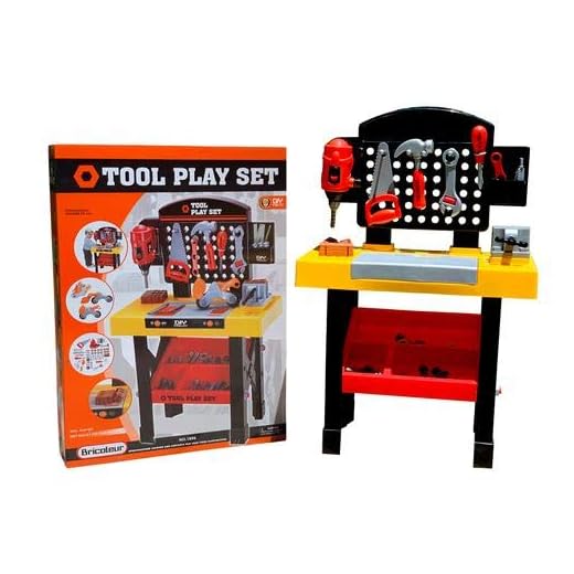 CozyBox Tool Station Work Shop Indoor Outdoor Little Kids 54 Piece Play Set