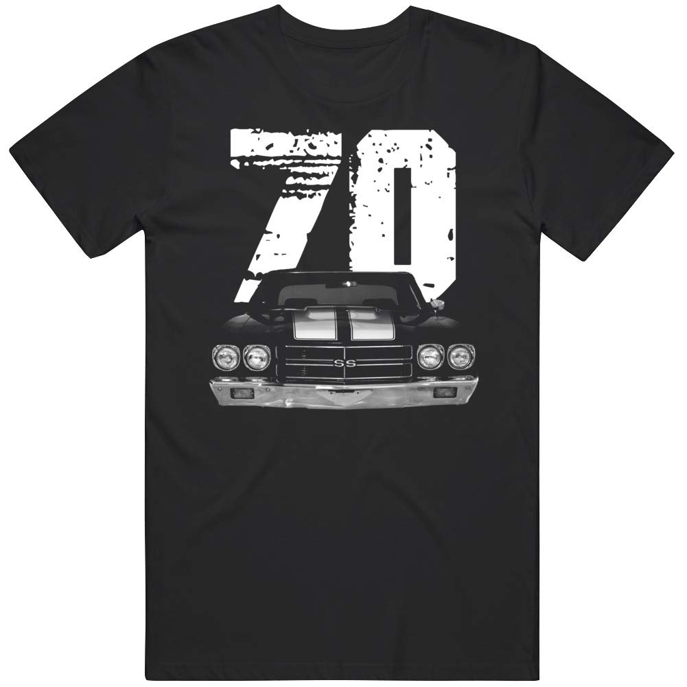 1970 Chevy Chevelle Front Grill View Silhouette with White Year T Shirt