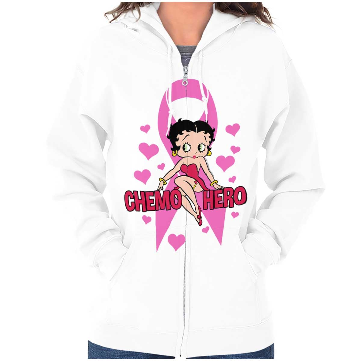 Betty Boop Breast Cancer Chemo Hero Zip Hoodie Sweatshirt Women