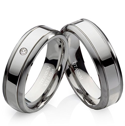 Preisvergleich Produktbild frencheis Verlobungsringe Eheringe Trauringe Hochzeitsringe Titanringe aus Titan mit Diamant und gratis Gravur TDB5